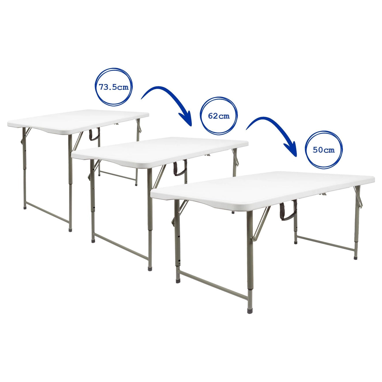 120cm (4ft) Height Adjustable Folding Trestle Table - By Harbour Housewares