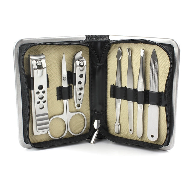 Coffret de manucure Saffiano noir de taille moyenne