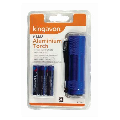 Blue 9 Led Aluminium Torch - By Kingavon