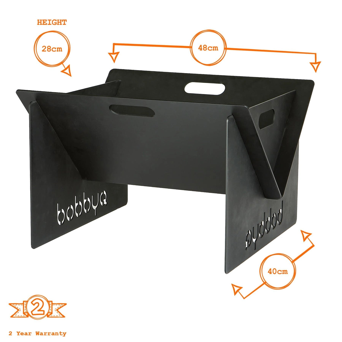 Bobbyq Portable Flat Pack Fire Pit - 40 X 46 X 30cm - Black