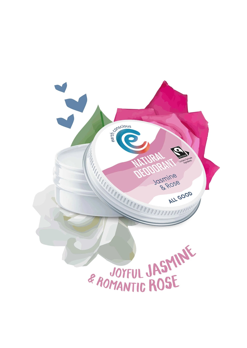 Baume déodorant naturel Earth Conscious - Jasmin et rose 60 g