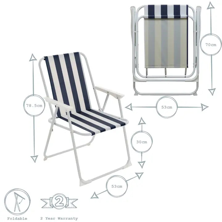 Fauteuil de jardin pliant Harbour Housewares (noir et blanc)