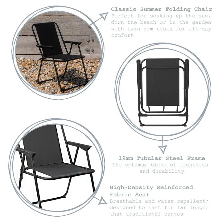 Fauteuil de jardin pliant Harbour Housewares (noir)