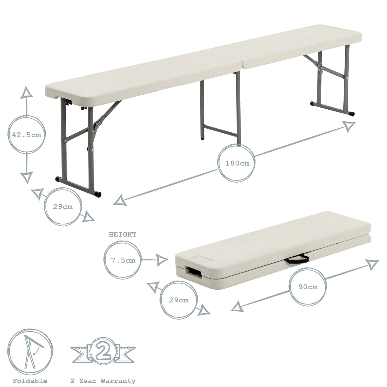 Banc de pique-nique et de camping pliable Harbour Housewares