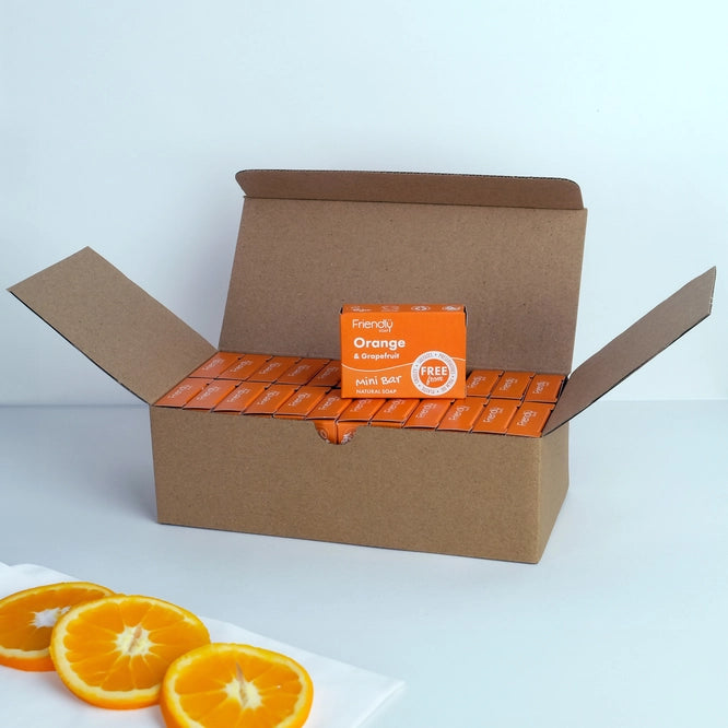 Mini-barre de savon naturel, lot de 24 - Orange et pamplemousse