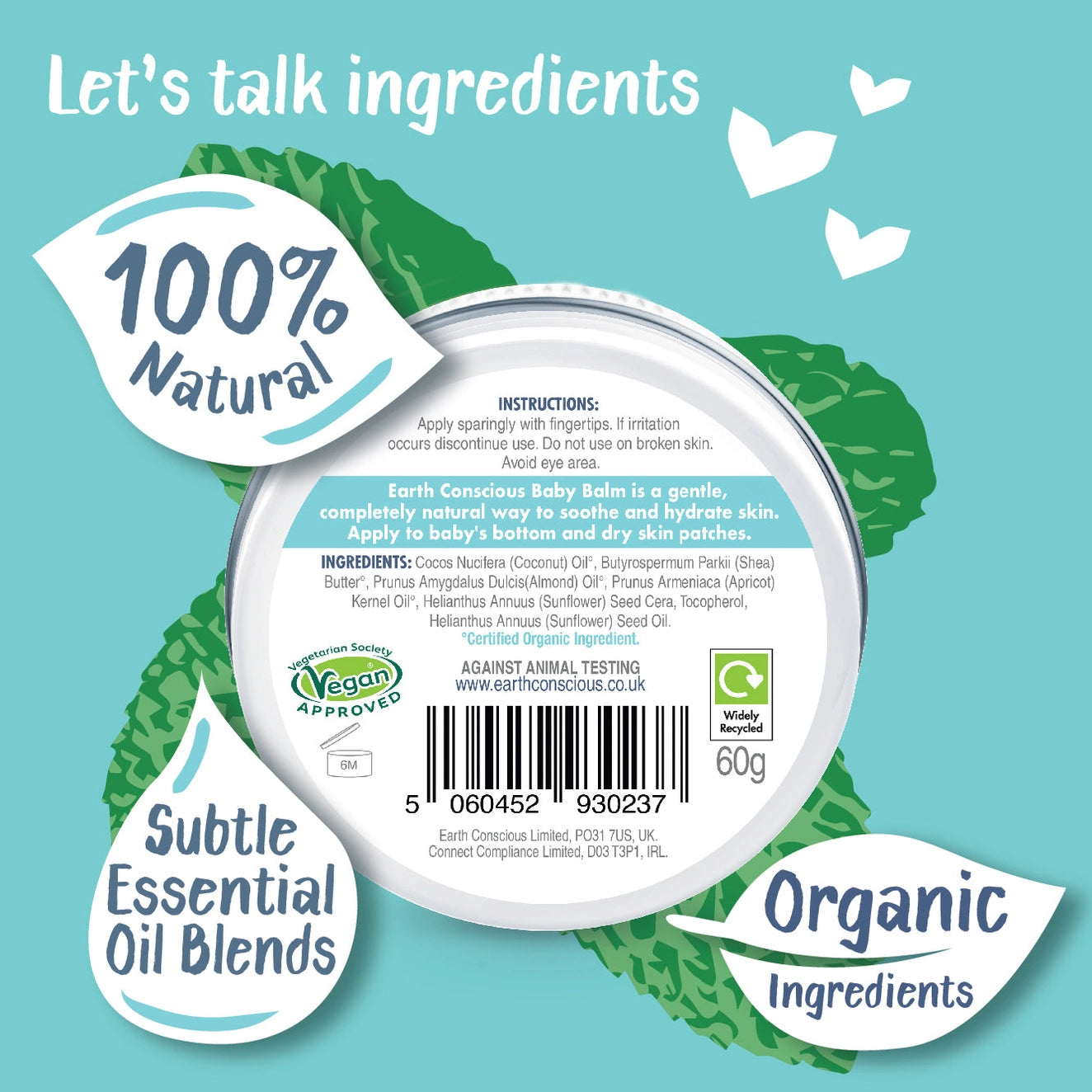 Natural Organic Baby Balm 60g Tin