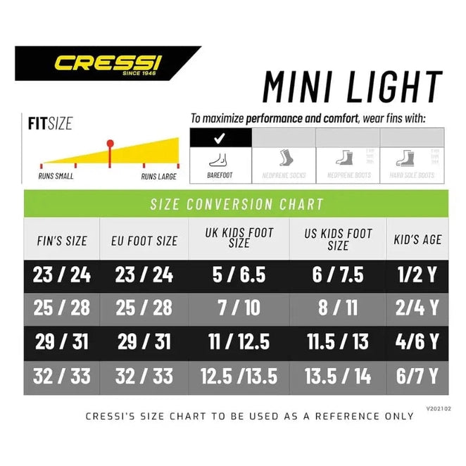 Palmes pour enfants | Palmes Cressi Mini Light Kid