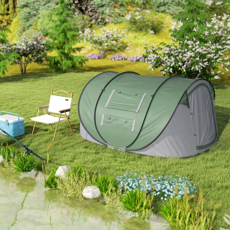 Pop-Up Camping Tent For 3-4 Person, Dark (Green)