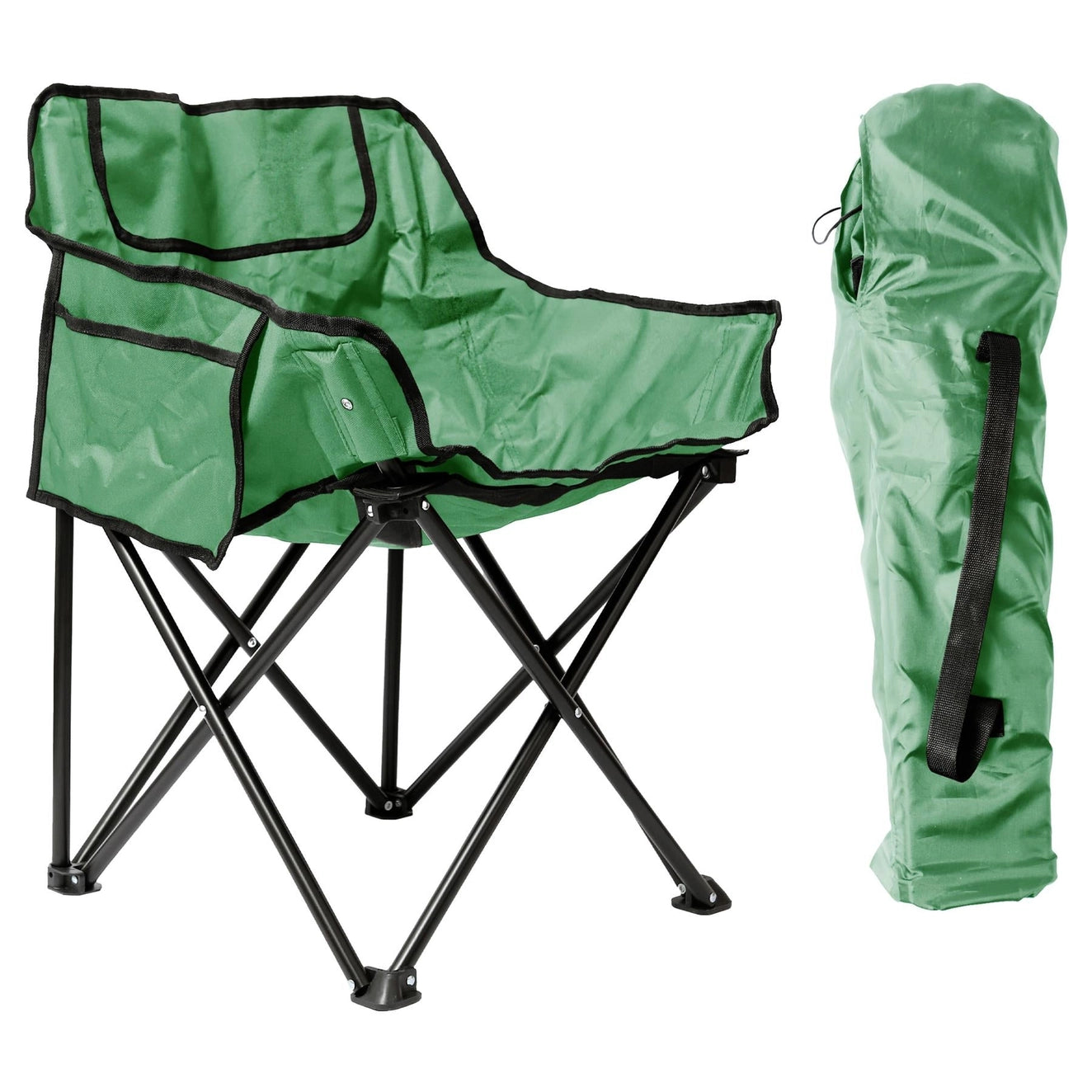 Premium Folding Camping Chair with Pockets & Carry Bag