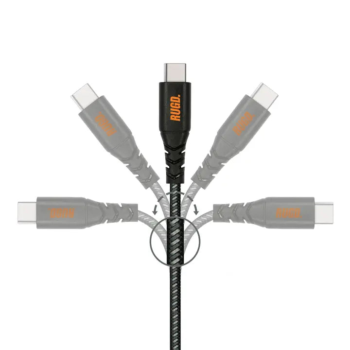 Cable de carga USB-C a USB-C de Rhino Power: 3 A, 60 W de potencia