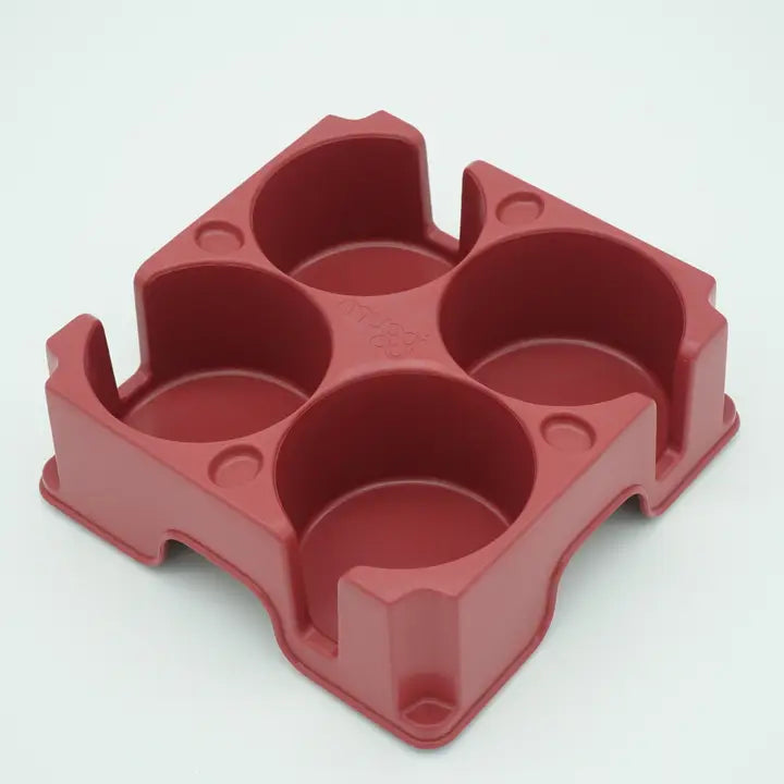Plateau rouge pour transporter des mugs, des tasses et des bouteilles