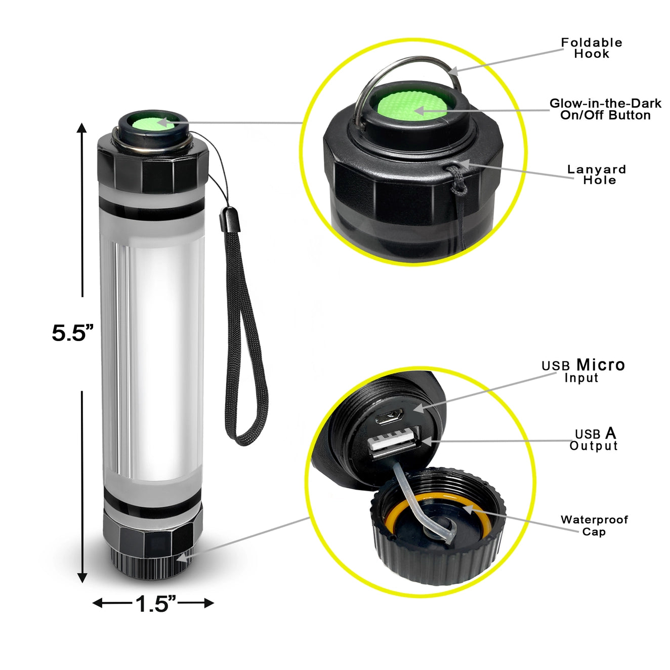 Mini bâton lumineux étanche SunJack avec batterie externe
