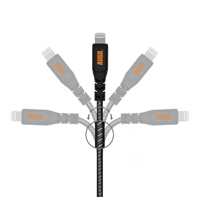 Cable de carga Lightning MFI a USB-C de Rhino Power: 3 A, 60 W