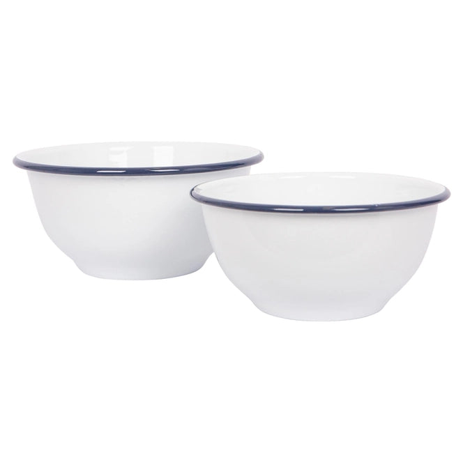 2pc White Enamel Mixing Bowl Set