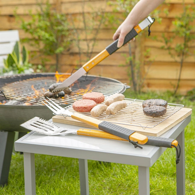 3pc Wooden Bbq Tool Set