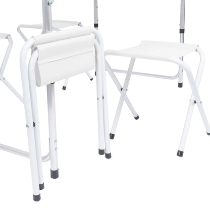 5 Piece Height Adjustable Folding Picnic Table & Chairs Set (White)