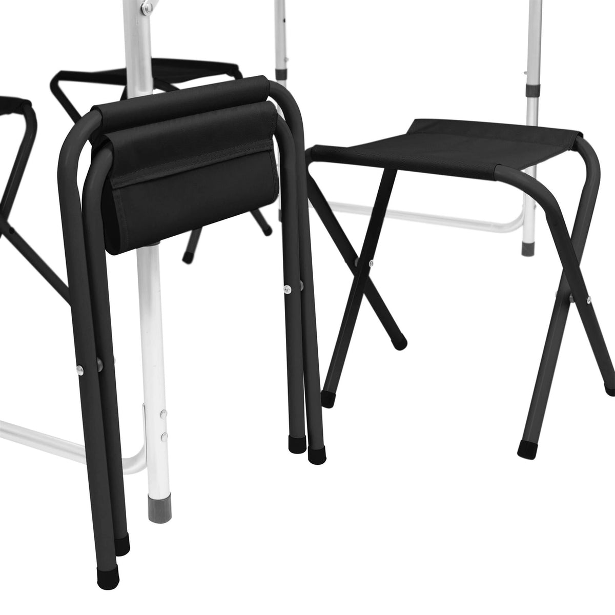 5 Piece Height Adjustable Folding Picnic Table & Chairs Set (Black)