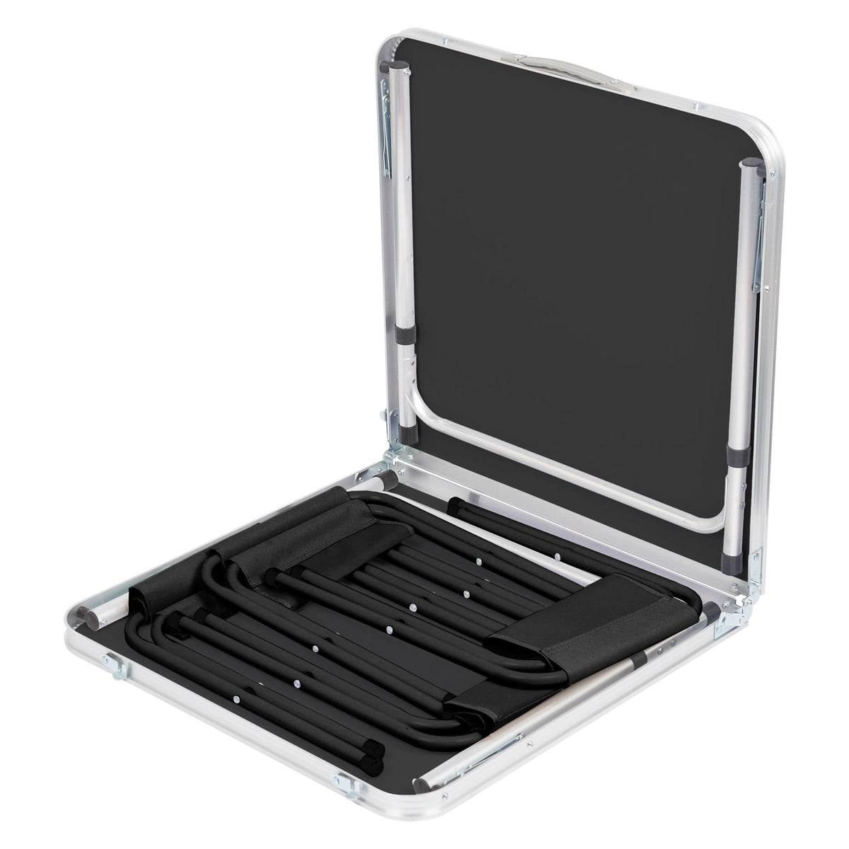 5 Piece Height Adjustable Folding Picnic Table & Chairs Set (Black)