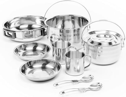 9pcs Stainless Steel Camping Cooking Set