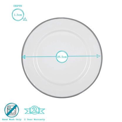 Plato llano esmaltado en blanco de Argon Tableware - 25,5 cm