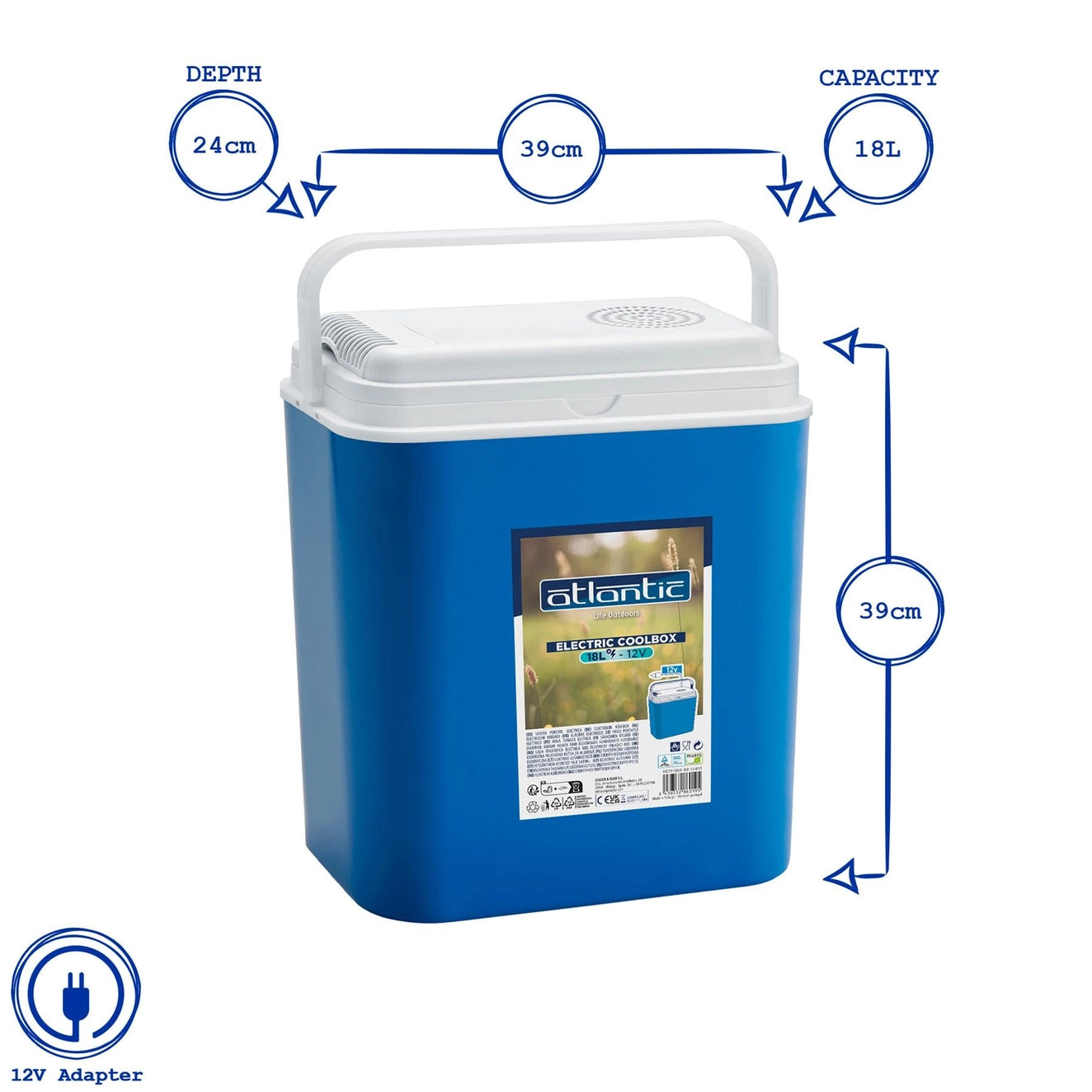 Blue 18L 12V Electric Cool Box - By Atlantic
