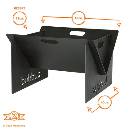 Bobbyq Portable Flat Pack Fire Pit - 40 X 46 X 30cm - Black