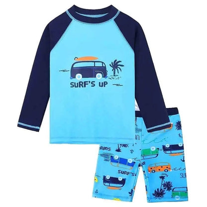 Boys Swimsuit Set | Two Pieces UPF50+ | Cartoon Print