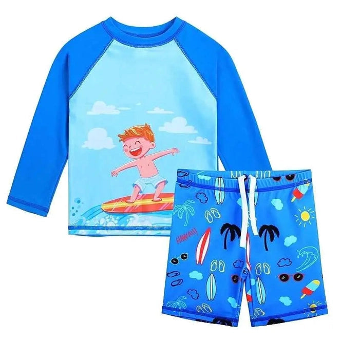 Boys Swimsuit Set | Two Pieces UPF50+ | Cartoon Print