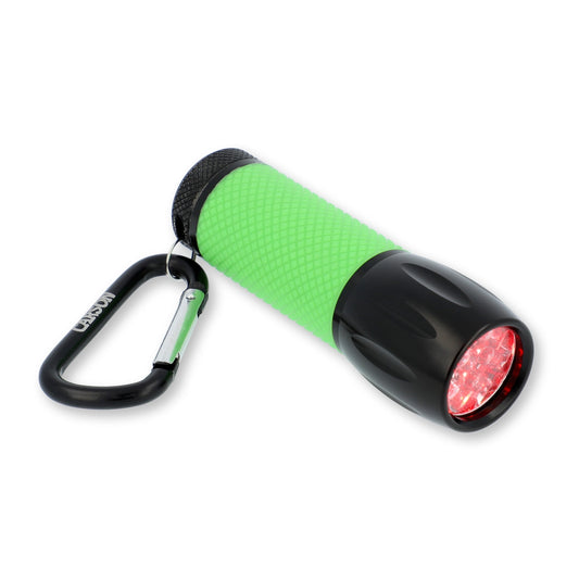 Bright Red Led Flashlight with Glow-in-The-Dark Rubber Grip
