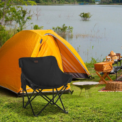 Camping Chair Lightweight Folding Steel Frame (Black)