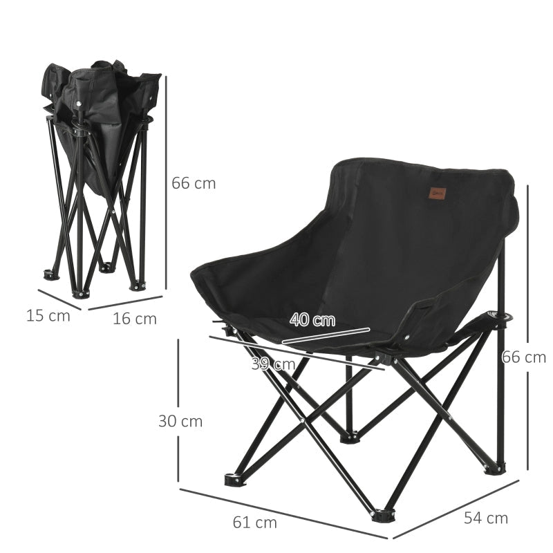 Camping Chair Lightweight Folding Steel Frame (Black)