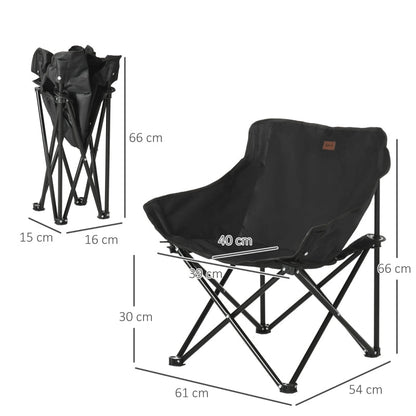 Camping Chair Lightweight Folding Steel Frame (Black)