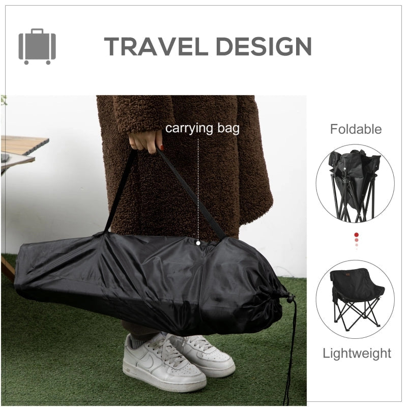 Camping Chair Lightweight Folding Steel Frame (Black)