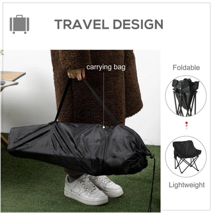 Camping Chair Lightweight Folding Steel Frame (Black)