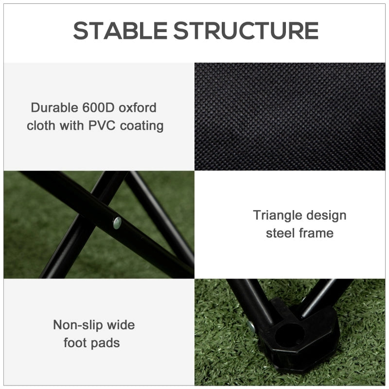 Camping Chair Lightweight Folding Steel Frame (Black)