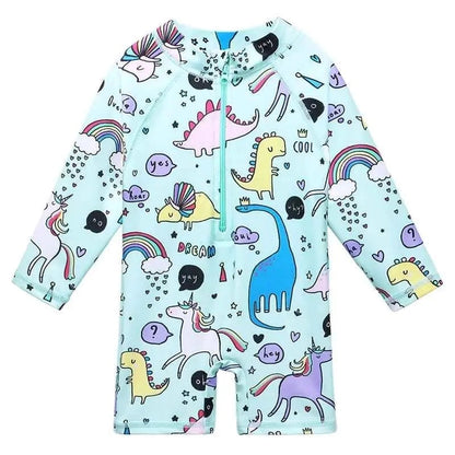 Cartoon Swimwear For Children | One-Piece Suits Long Sleeve