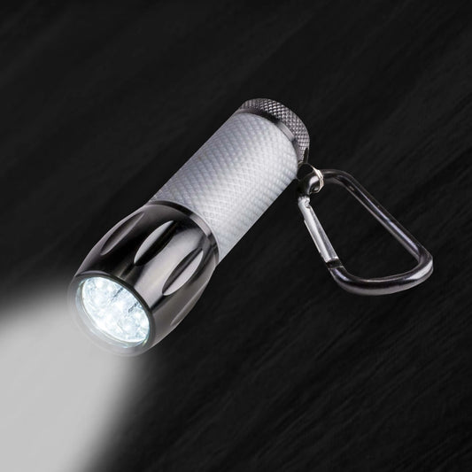 Compact Led Flashlight, with Glow-in-The-Dark Rubber Grip