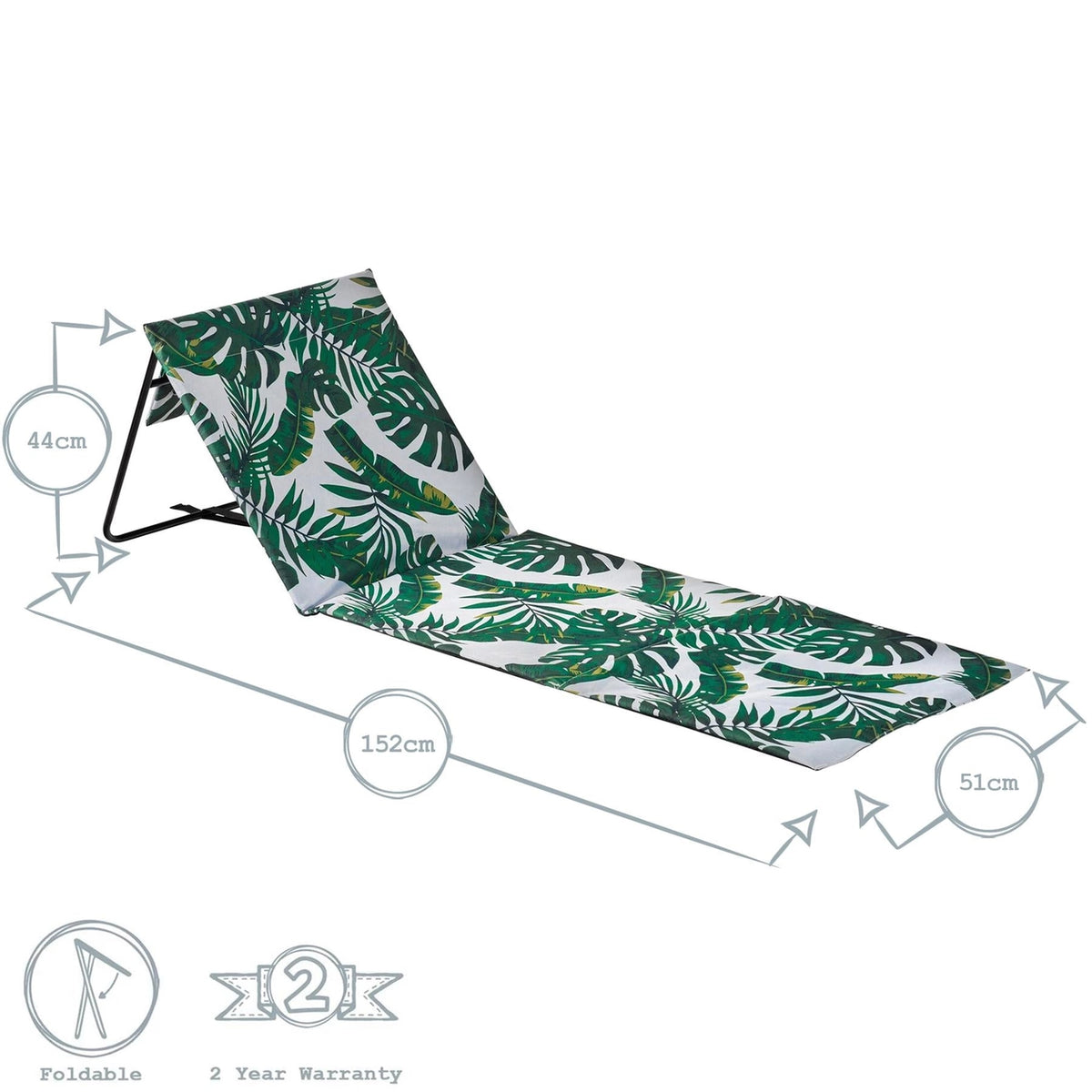 Folding Beach Lounger - Banana Leaf
