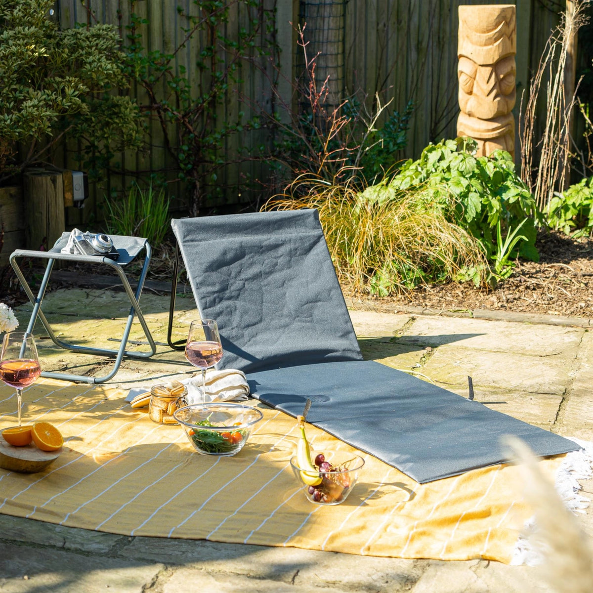 Folding Beach Lounger - Grey