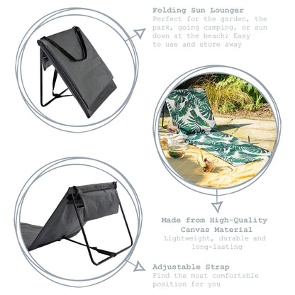 Folding Beach Lounger - Grey