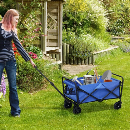 Folding Festival Trolley 62L Heavy Duty Wagon, (Blue)