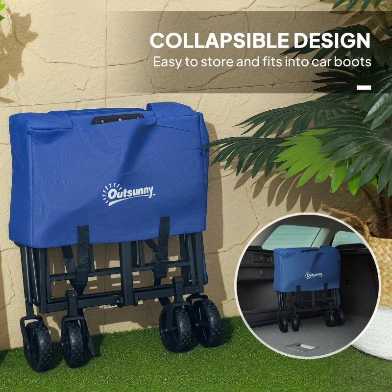 Folding Festival Trolley 62L Heavy Duty Wagon, (Blue)