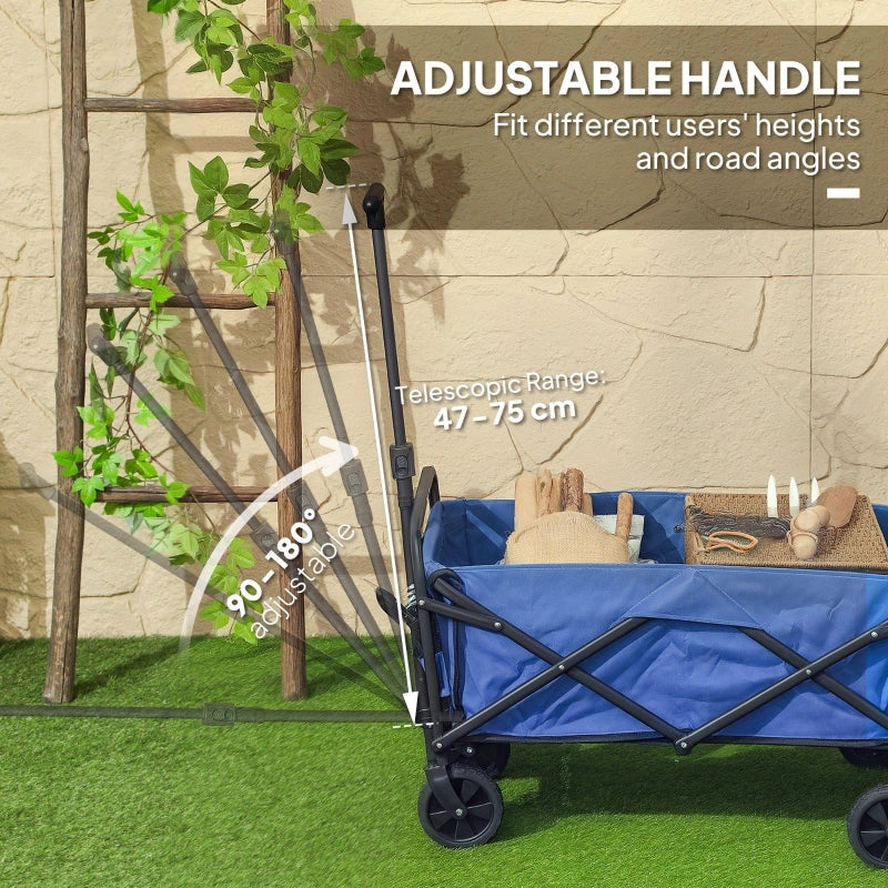 Folding Festival Trolley 62L Heavy Duty Wagon, (Blue)