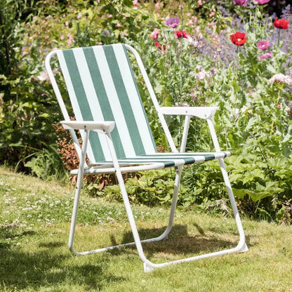 Harbour Housewares Folding Garden Armchair (Green & White)