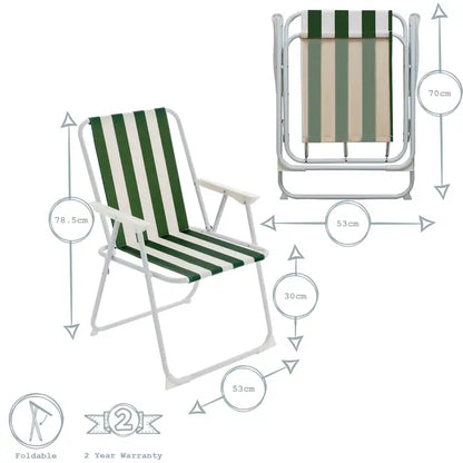 Harbour Housewares Folding Garden Armchair (Green & White)