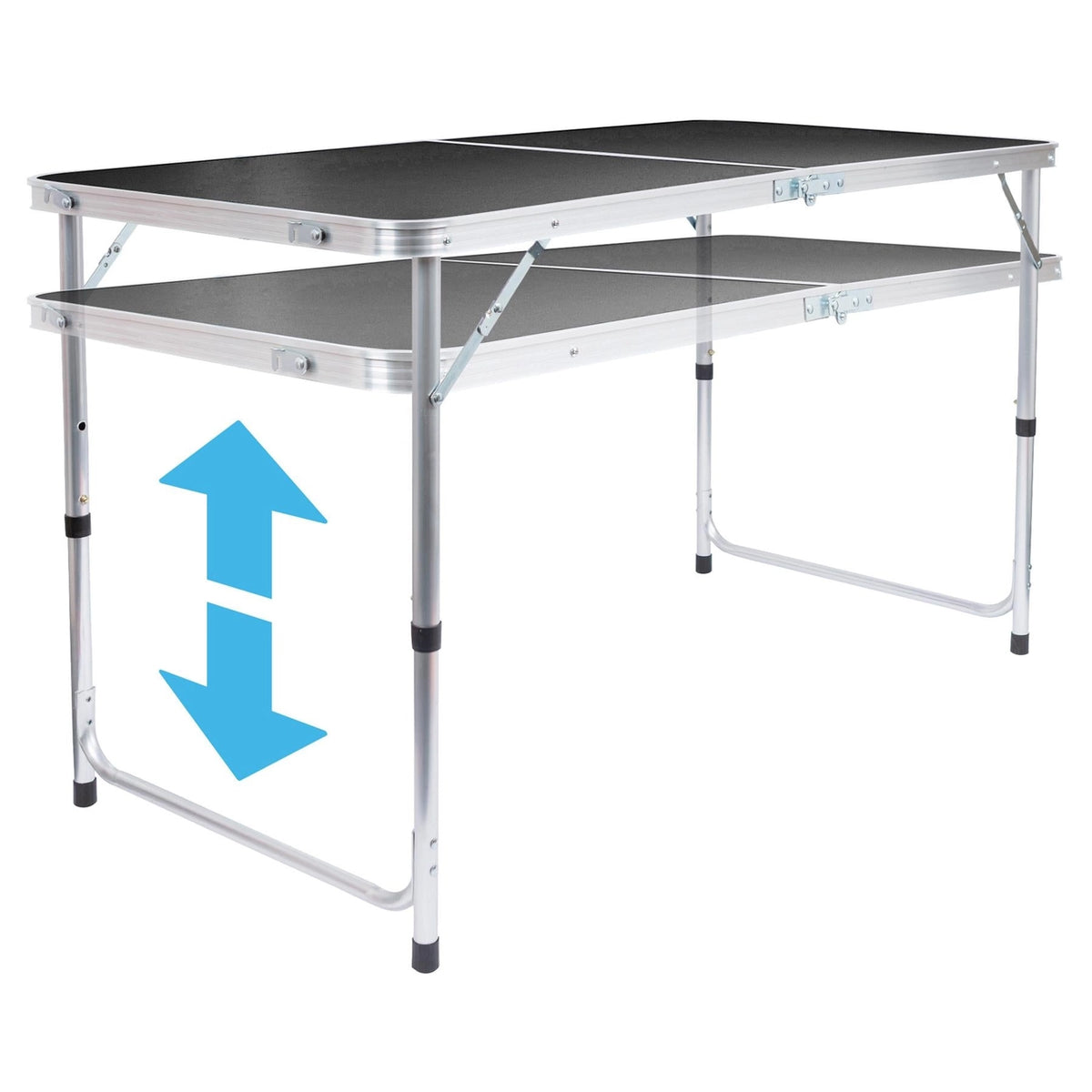 Height Adjustable Folding Picnic Table - 120cm (4ft) (Black)