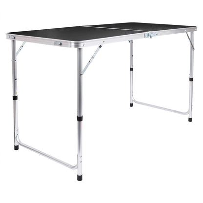 Height Adjustable Folding Picnic Table - 120cm (4ft) (Black)