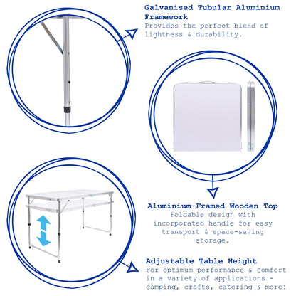 Height Adjustable Folding Picnic Table - 120cm (4ft)