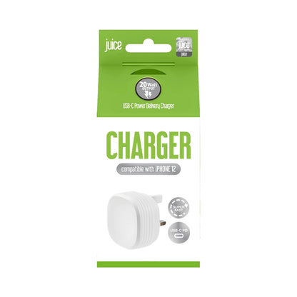 Juice 20W Usb-C Mains Fast Charger Plug – White