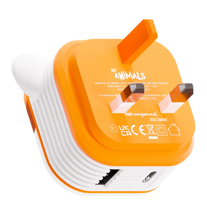 Juice Animals 30W Dual Port Usb-A/C Pd Plug - Tiger